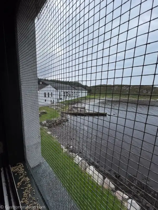 looking out over bay at Laphroaig Distillery