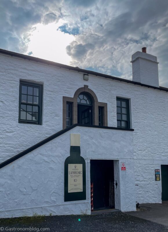 white building at Laphroaig Distillery