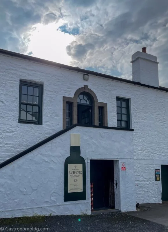 white building at Laphroaig Distillery