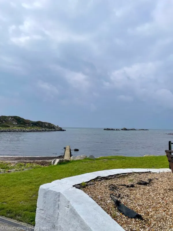 looking out over the bay at Laphroaig Distillery
